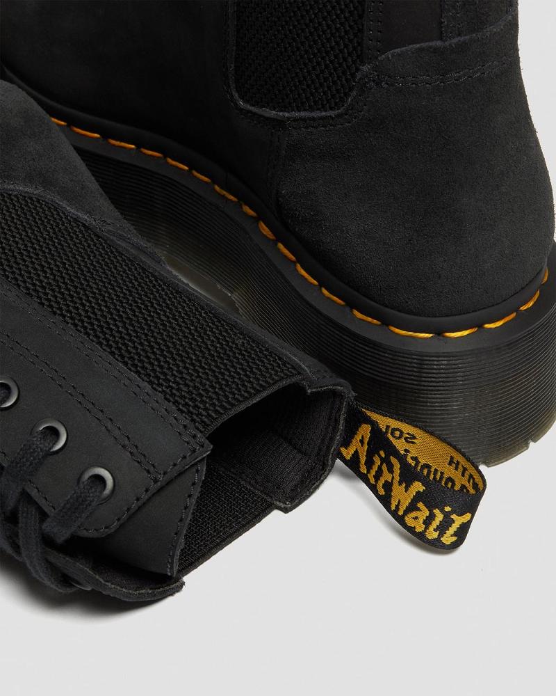 Dr Martens Jadon Nubuck Leren Platform Laarzen Heren Zwart | NL 256JPQ